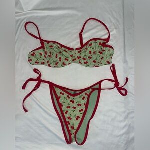 Frankie's Bikinis Cherry Print Bikini - Red and Green